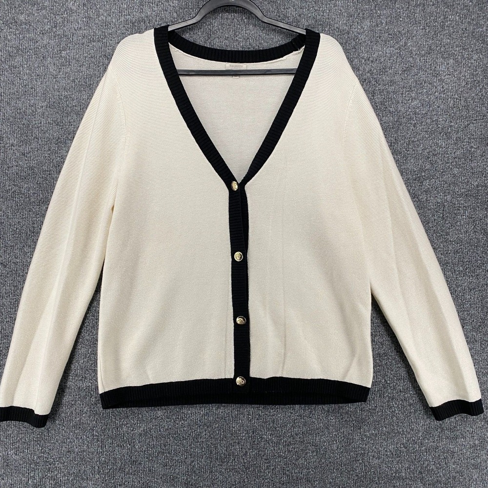 Talbots Cardigan Sweater Womens L Ivory Gold Button Up Office Academia Preppy‎